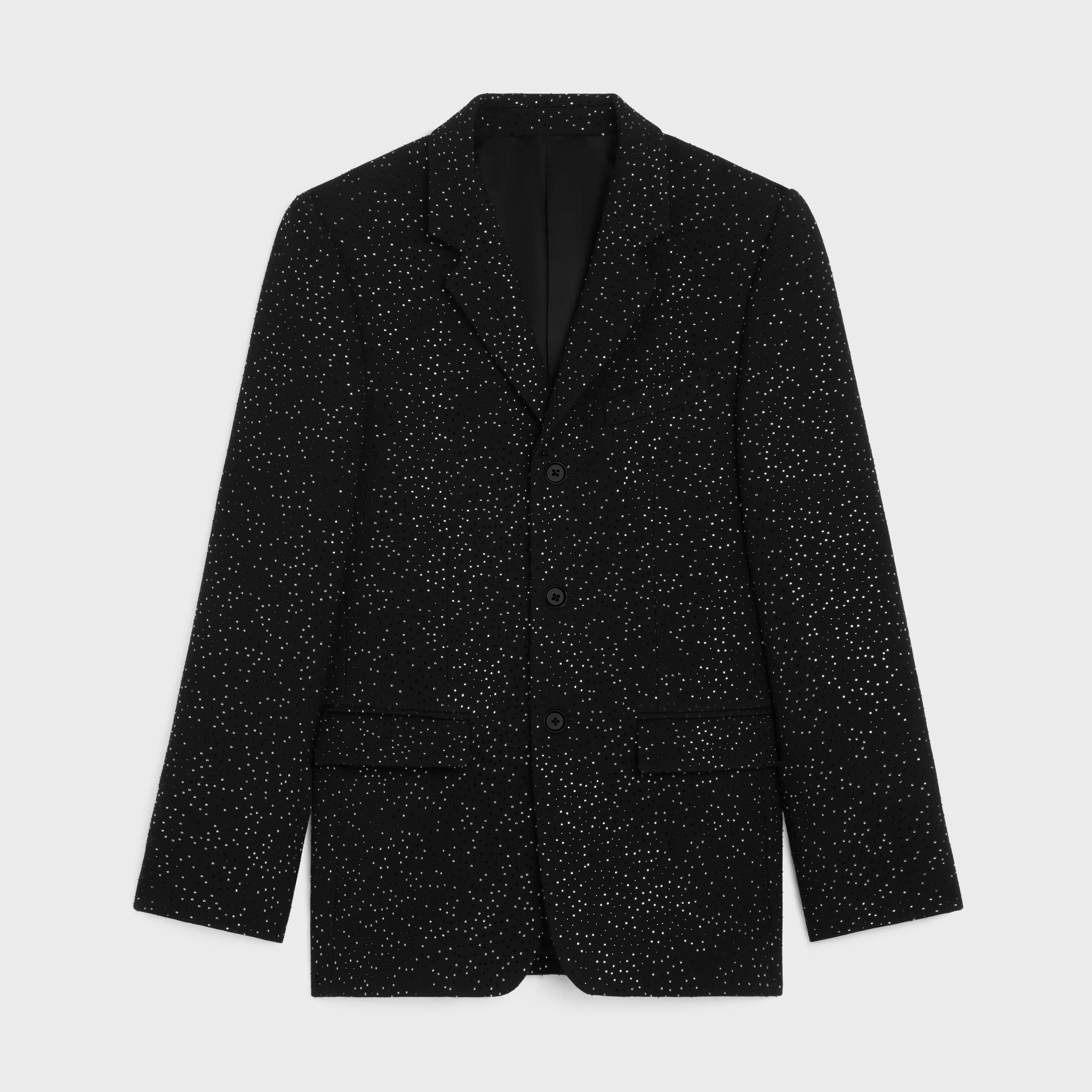 CELINE carnaby jacket with rhinestones in double-face wool
