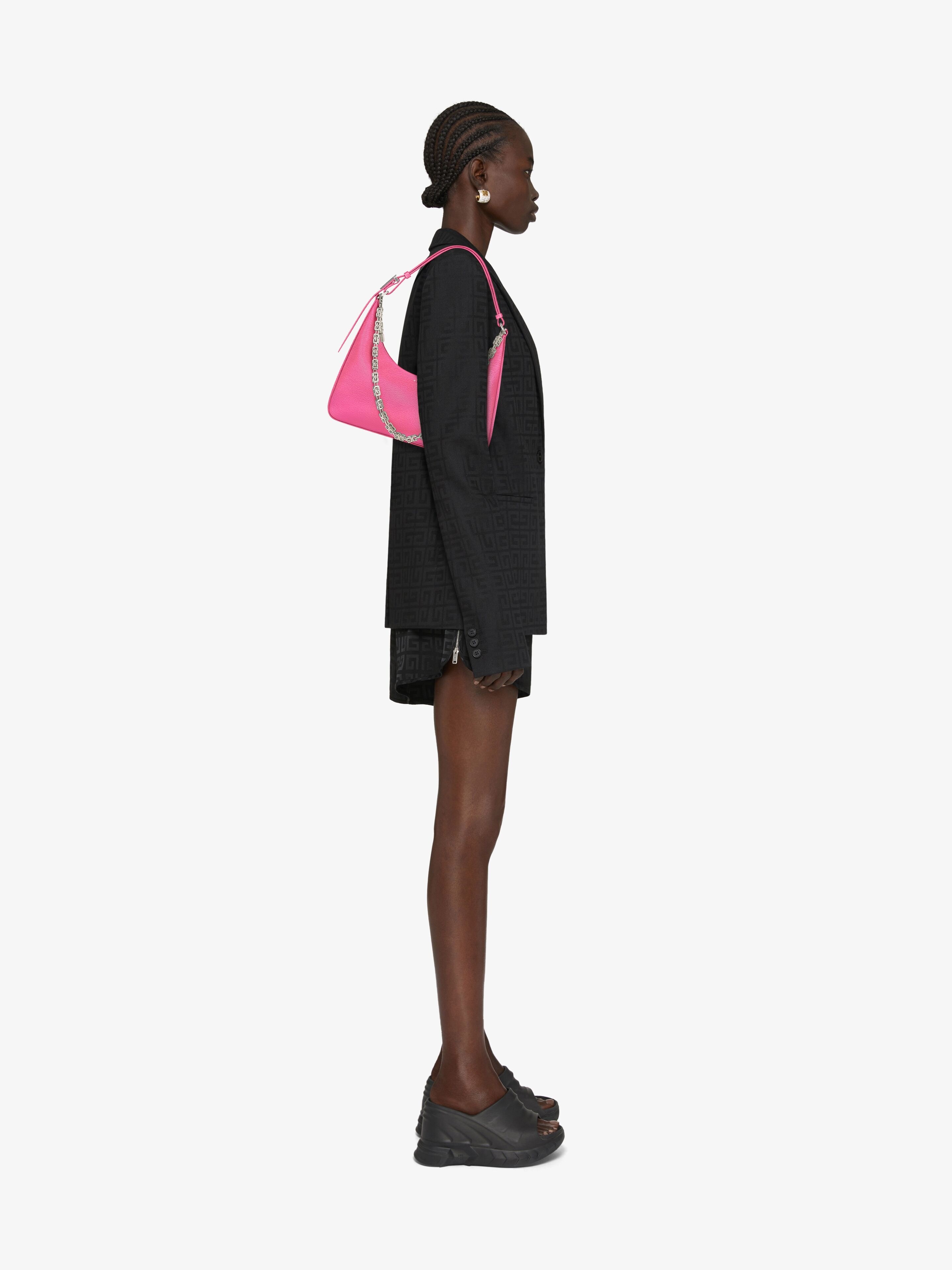 SMALL MOON CUT OUT BAG IN LEATHER WITH CHAIN - 2