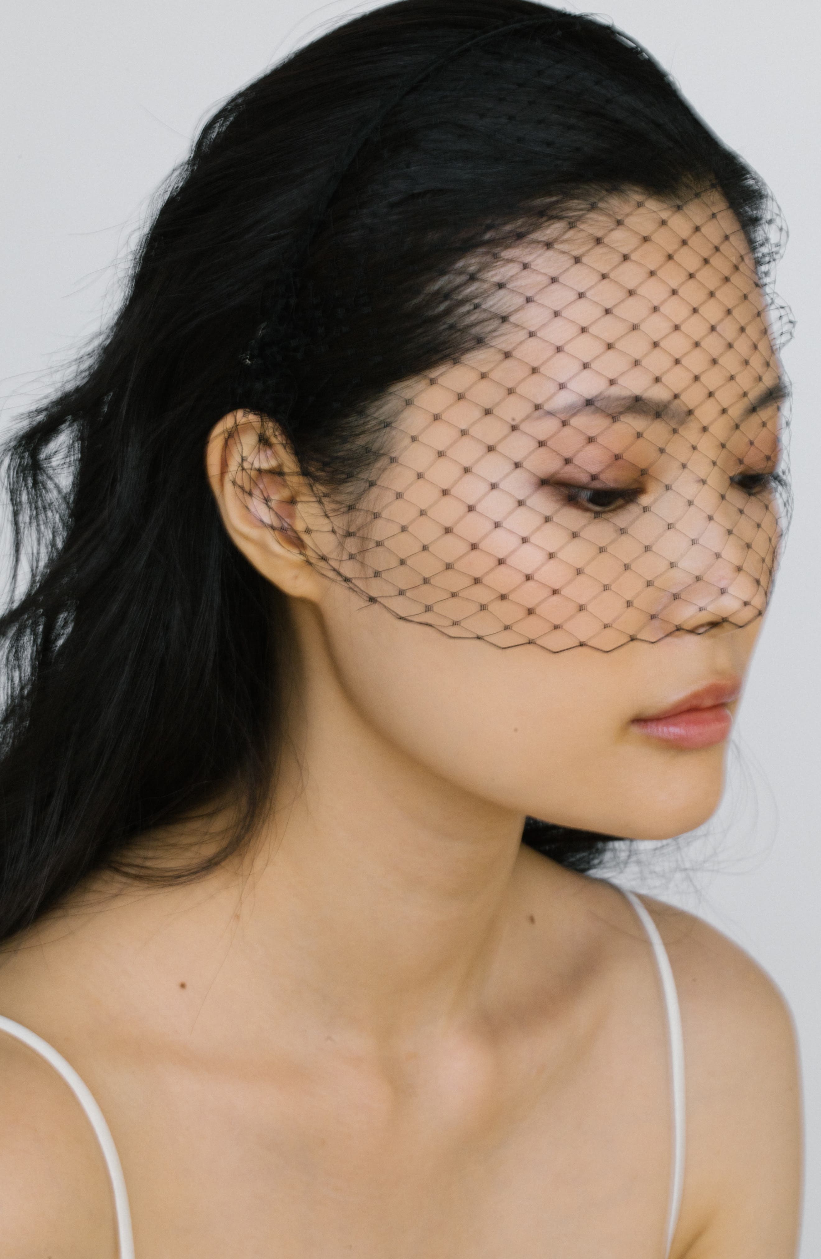 Jennifer Behr Voilette Silk Headband with Mesh Veil in Black at Nordstrom - 2