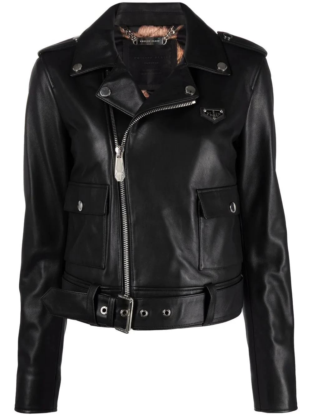 leather biker jacket - 1