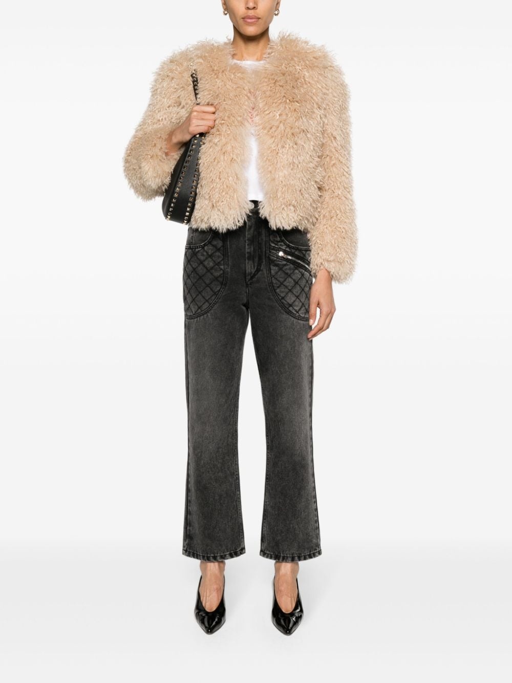 Faustine faux-shearling cropped jacket - 2