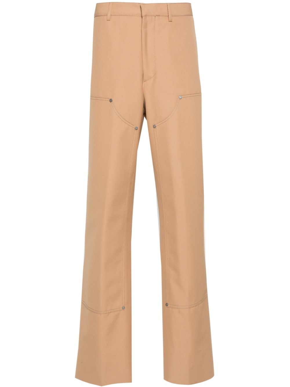 logo-embroidered straight trousers - 1