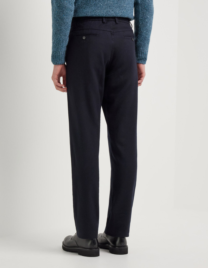 REGULAR FIT BLUE DRAWSTRING PANTS IN PURE LINEN 45