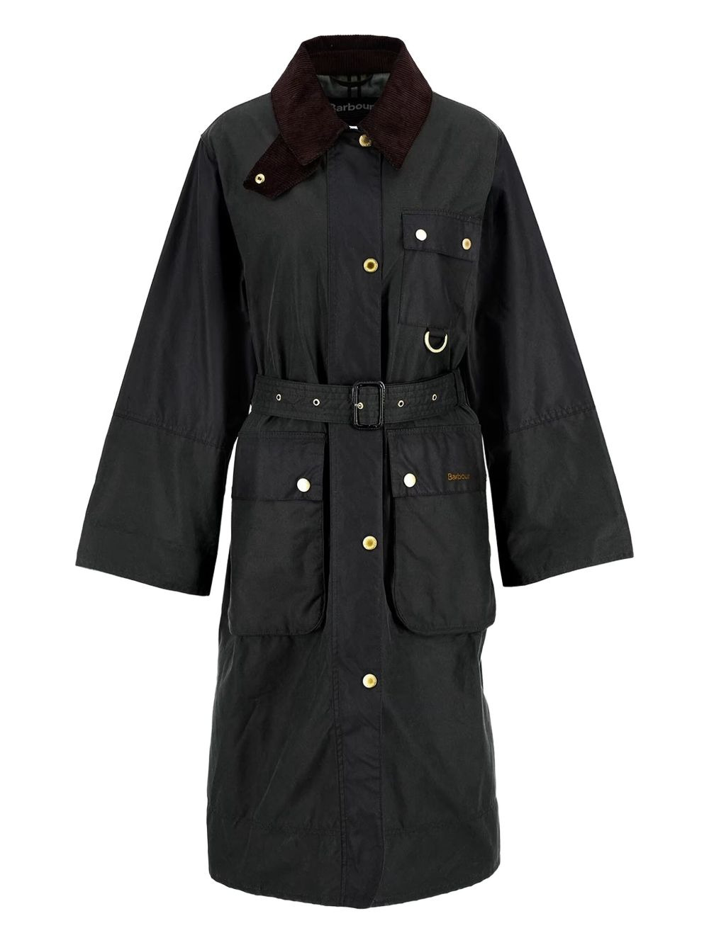 belted tartan-cuff coat - 1
