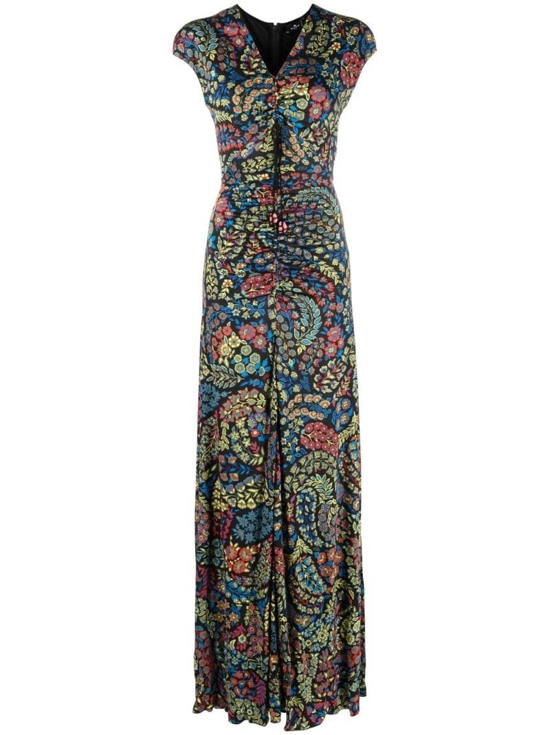 floral embroidered maxi dress - 1