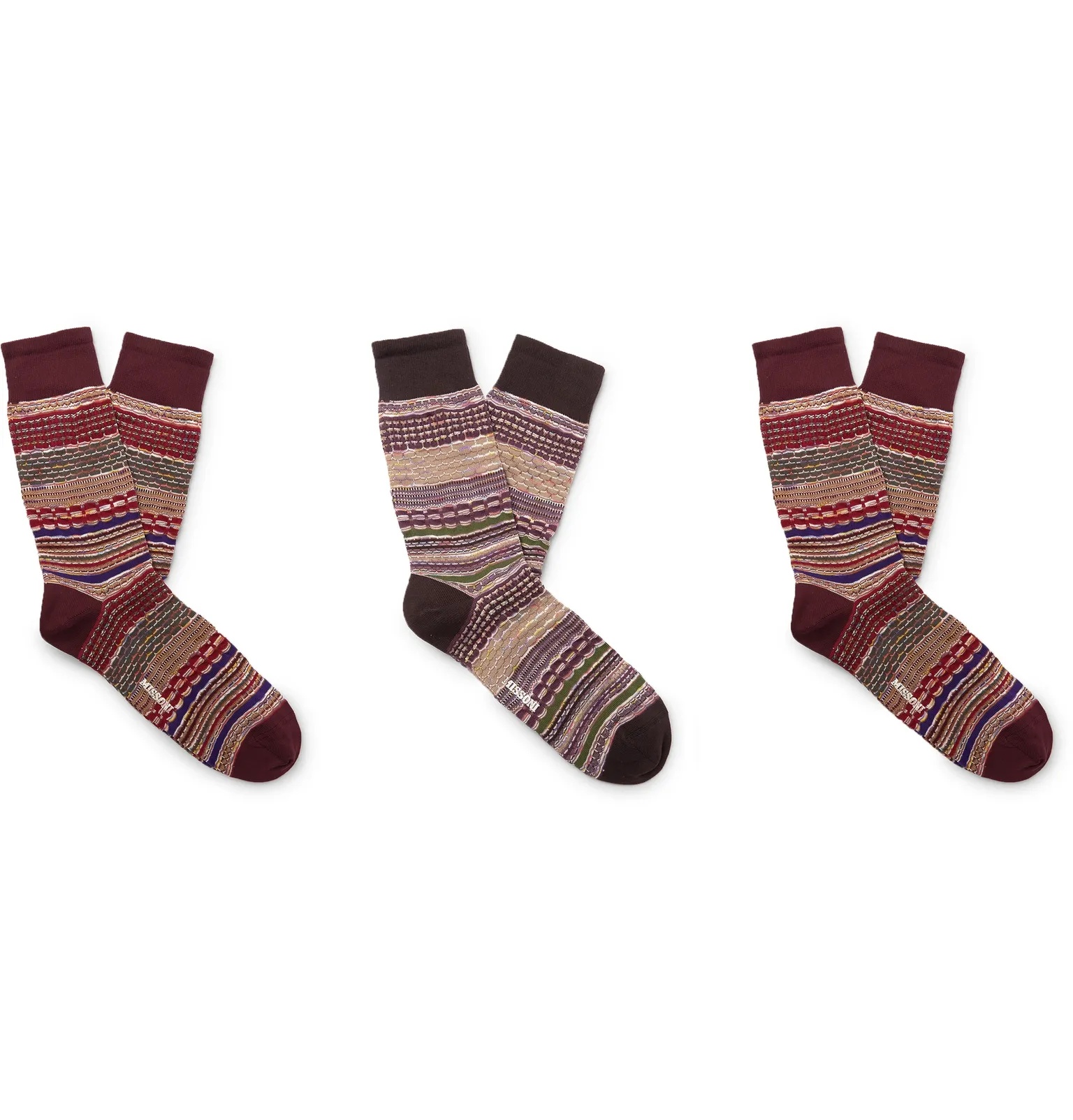 Three-Pack Crochet-Knit Cotton-Blend Socks - 1