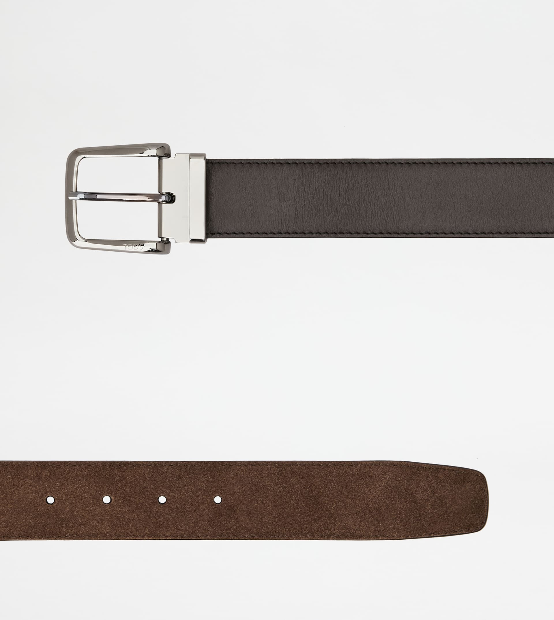 ADJUSTABLE AND REVERSIBLE BELT IN LEATHER - BROWN - 3