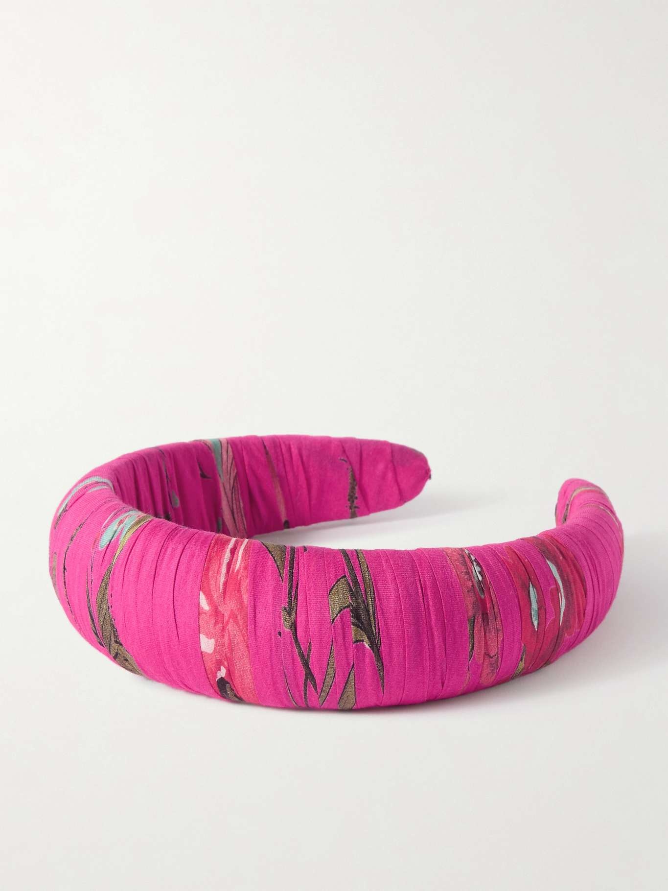 Gathered floral-print cotton and silk-blend voile headband - 1