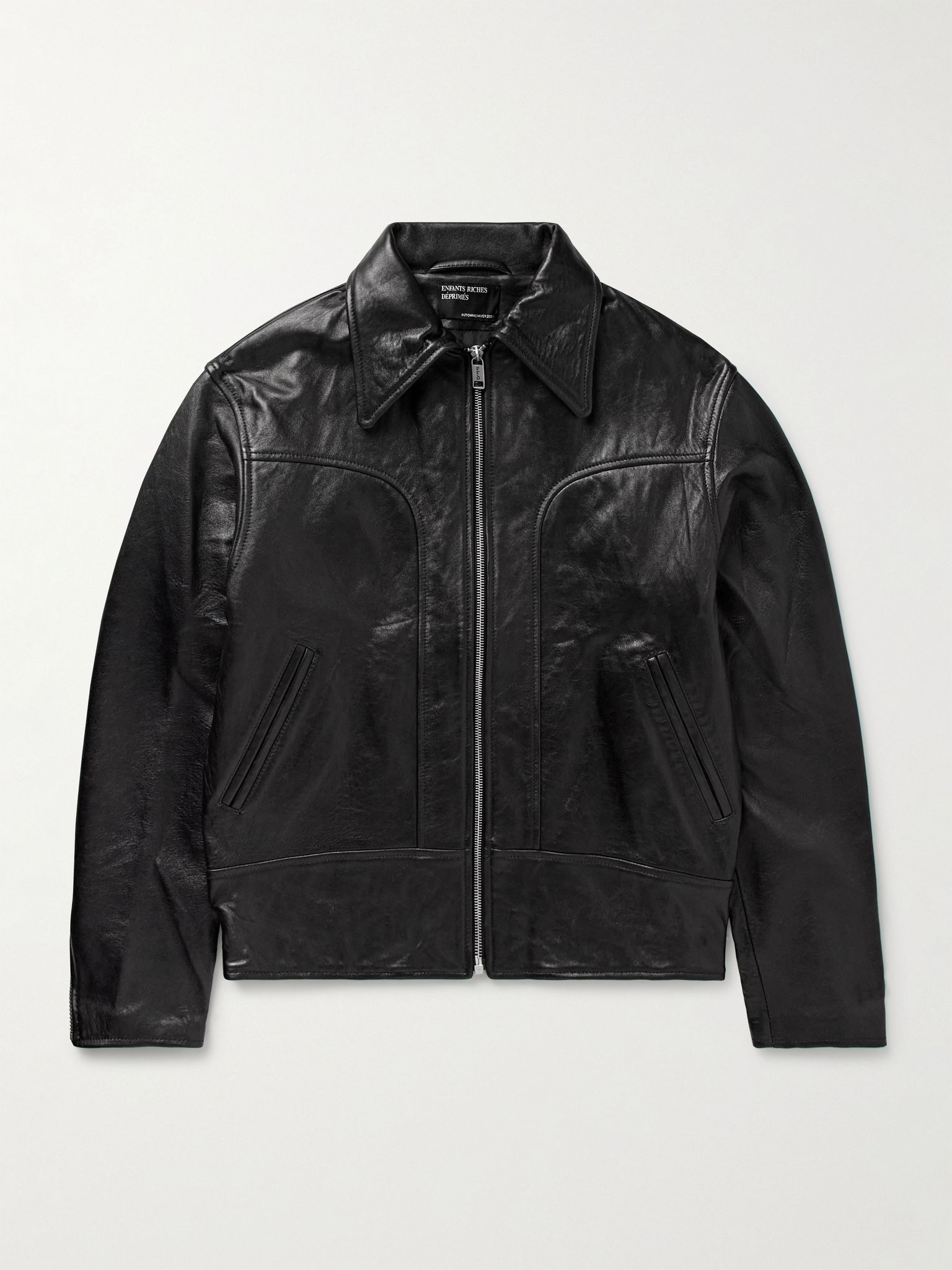 Television Panelled Leather Jacket Black - 1
