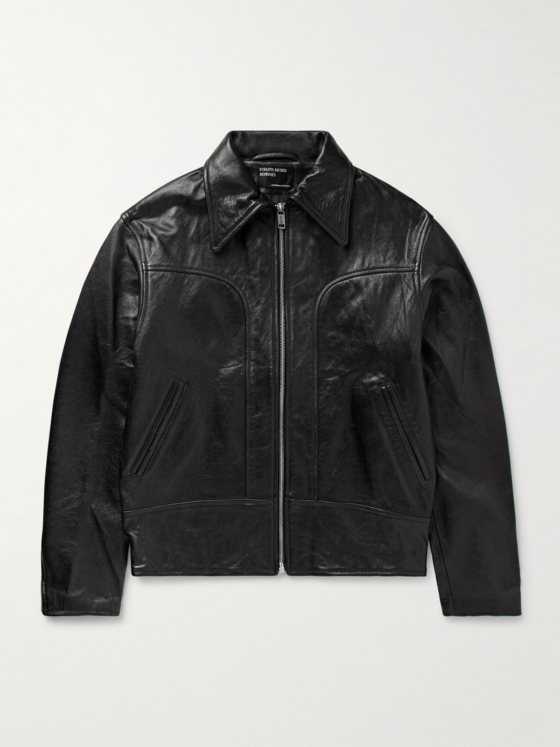 Television Panelled Leather Jacket Black 1