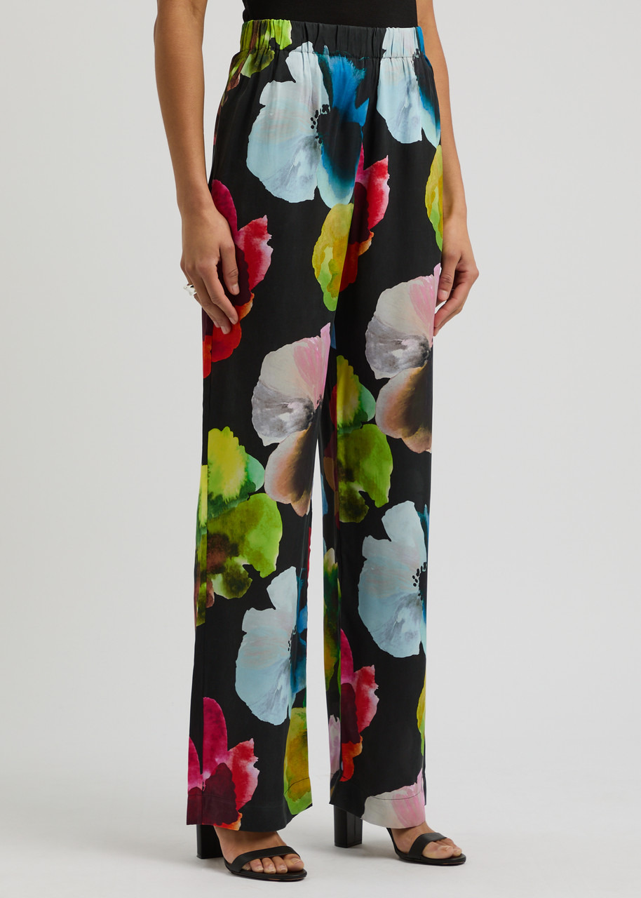 Stine Goya Floral-print Matte Satin Trousers - 2