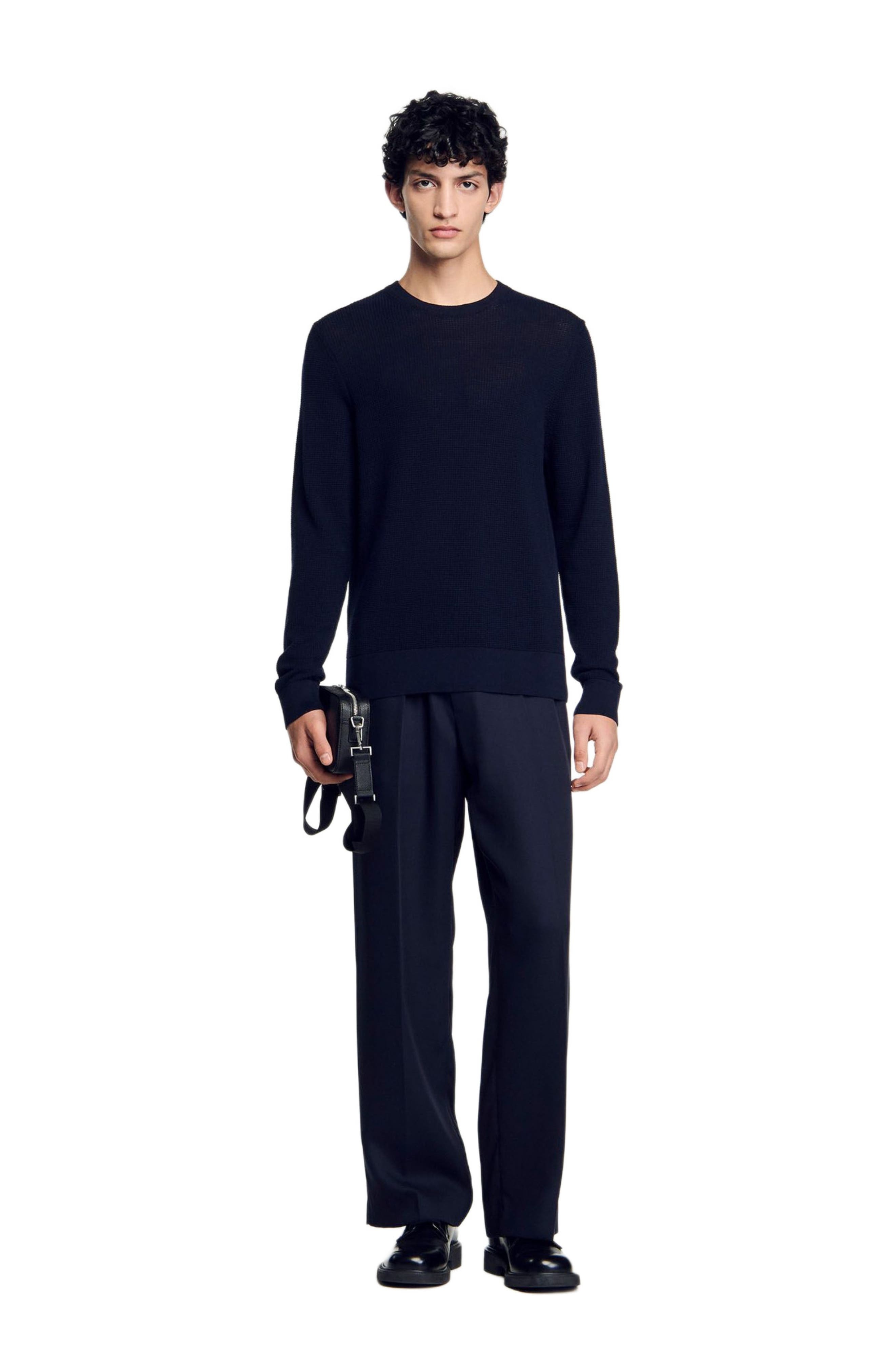 SANDRO Textured knit sweater in Navy Blue at Nordstrom - 6