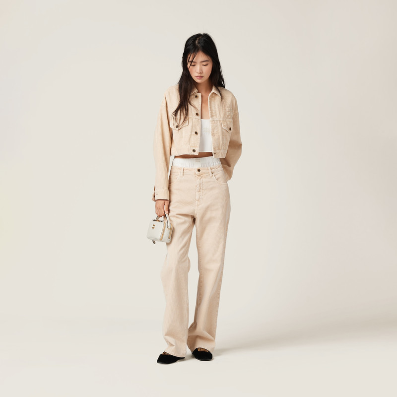 Miu Miu Garment-dyed velvet blouson jacket outlook