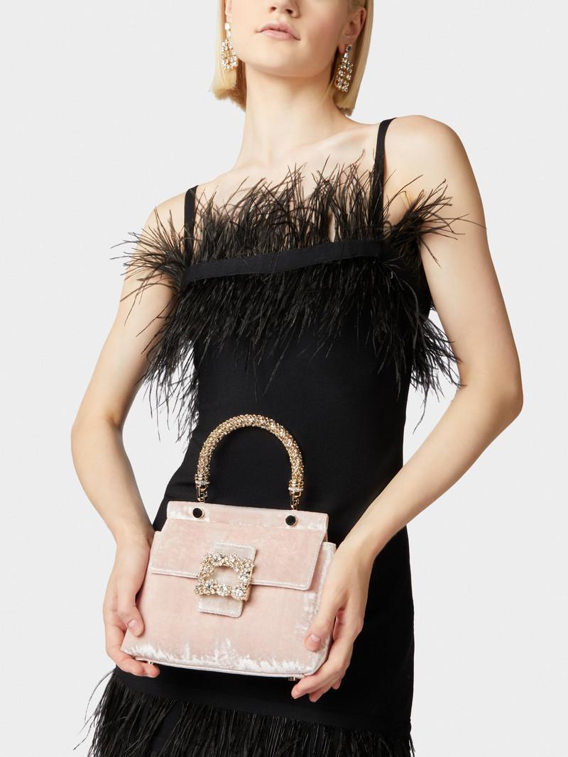 Roger Vivier Viv' Flower Strass Jewel Buckle Cabas Mini Bag in Velvet outlook