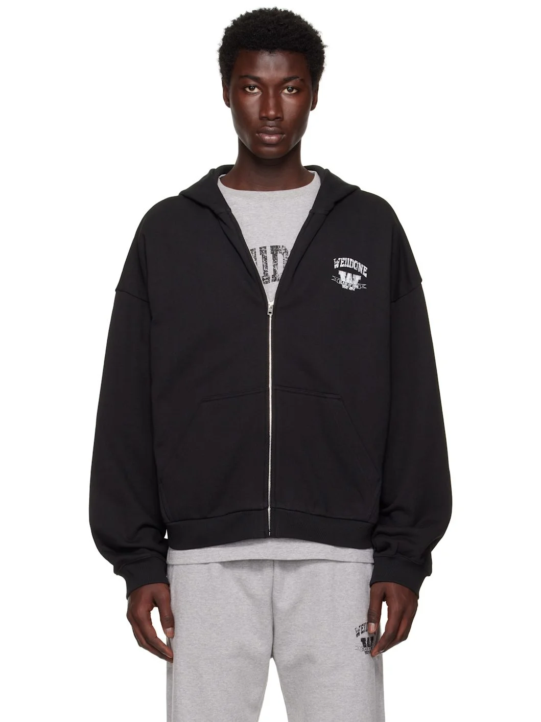 Black Collegiate Zip-Up Hoodie - 1