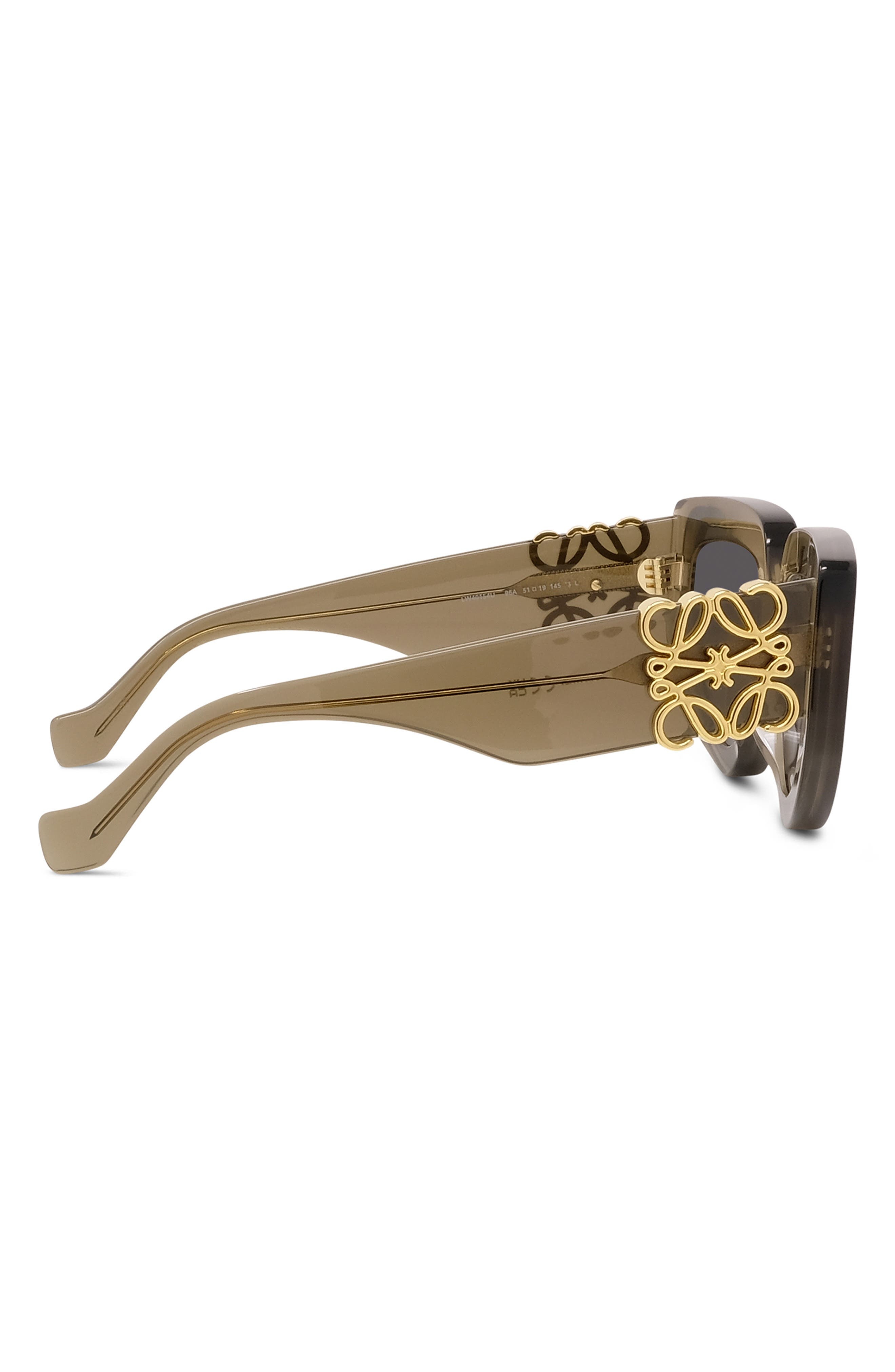 Loewe Anagram 51mm Geometric Sunglasses in Shiny Dark Green /Smoke at Nordstrom - 3