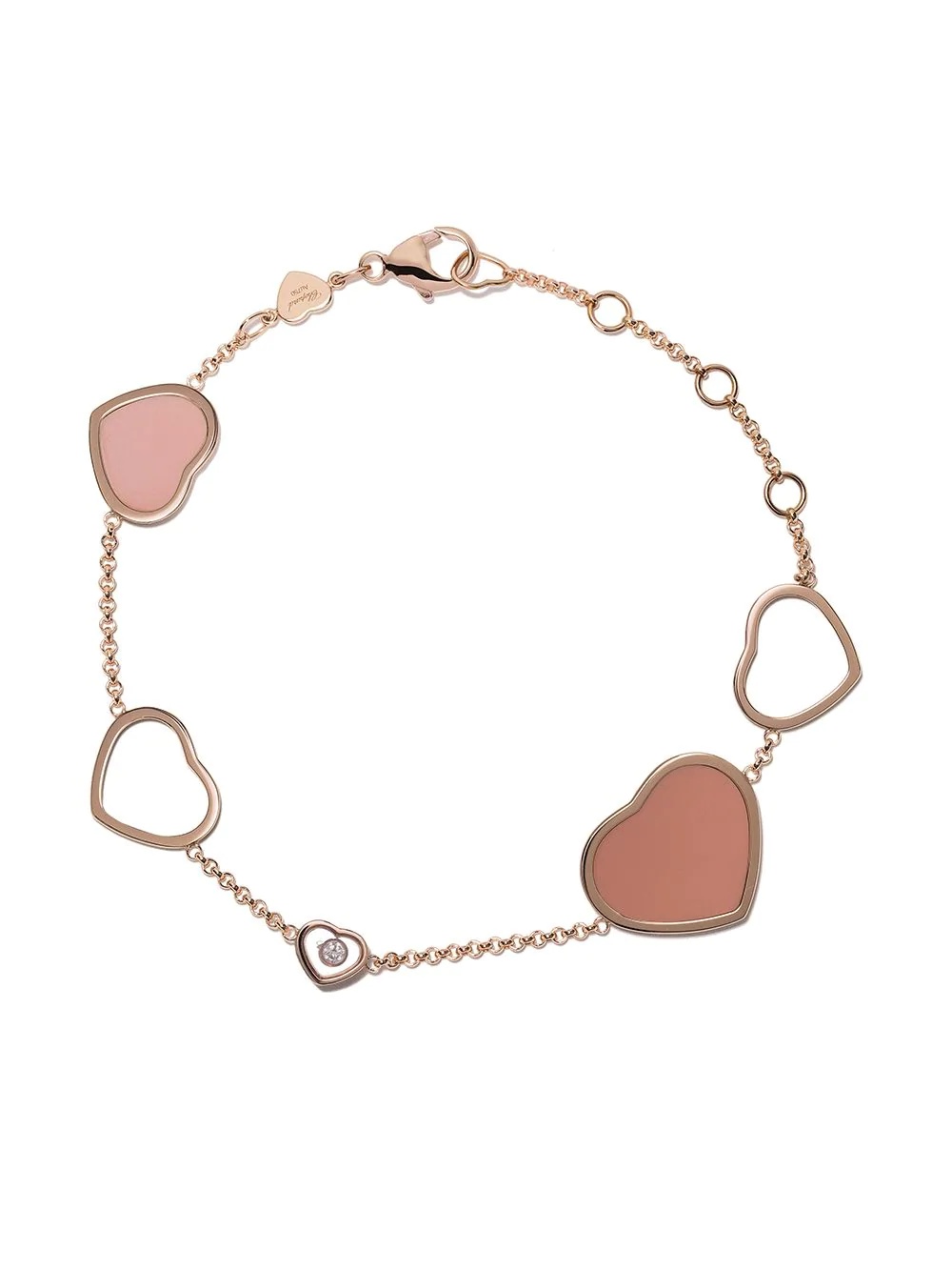 18kt rose gold Happy Hearts rosé stone and diamond bracelet - 1