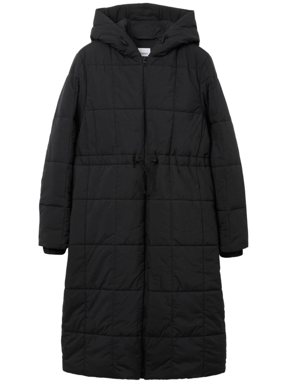 quilted hooded long-sleeve coat - 1