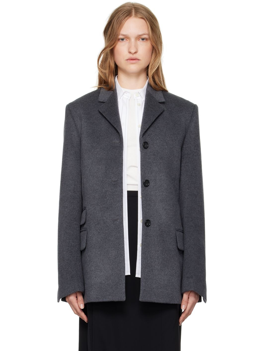 Gray Straight Blazer - 1