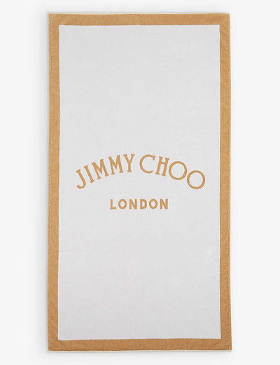 JIMMY CHOO Logo-print cotton beach towel outlook