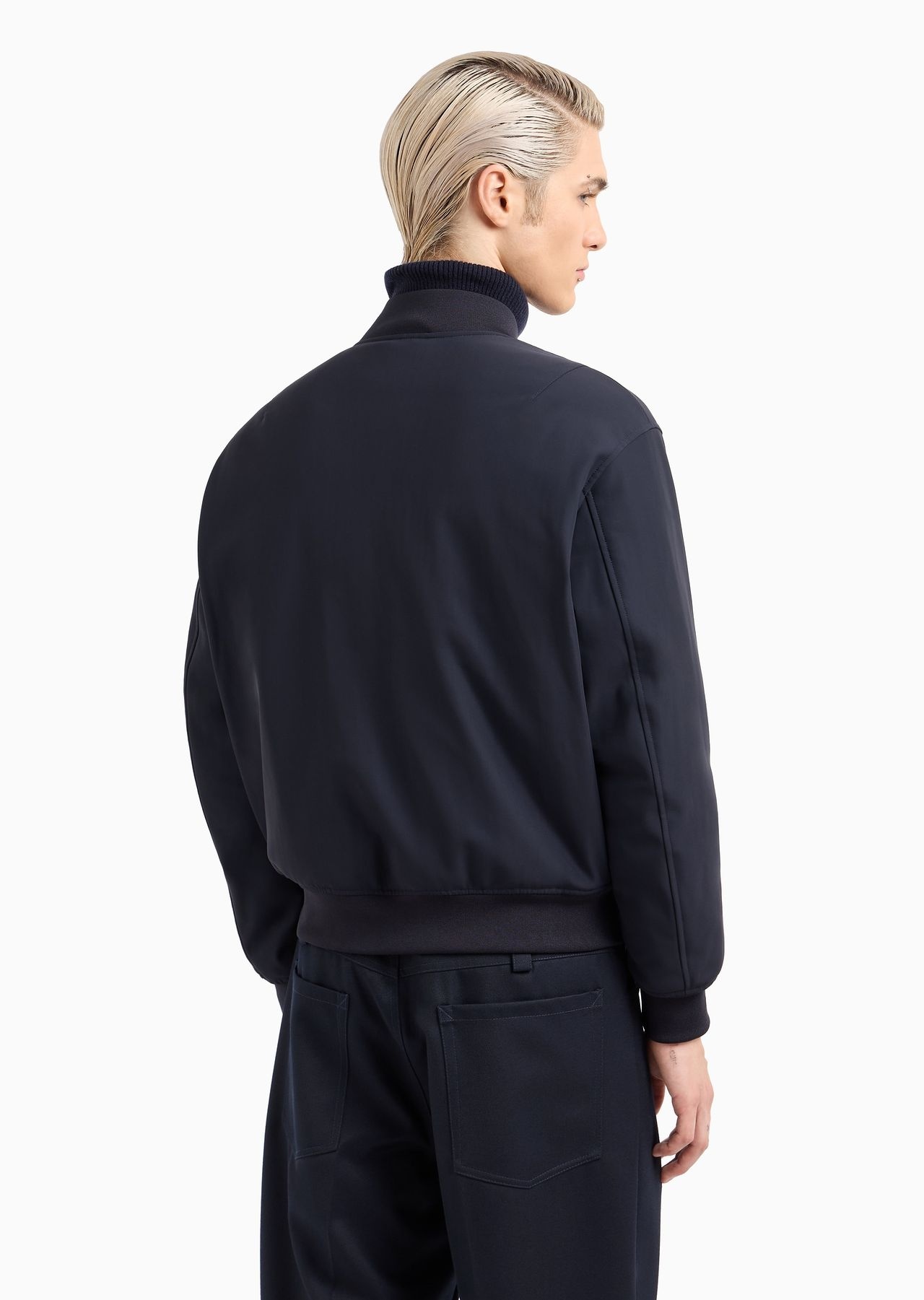 Zipped bomber jacket in technical stretch nylon - 3