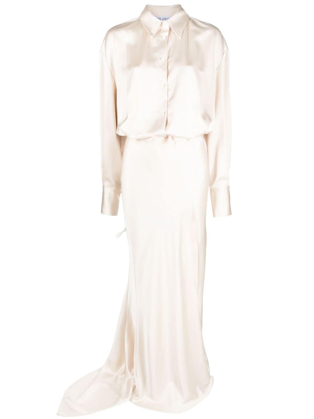 long-sleeve satin gown - 1