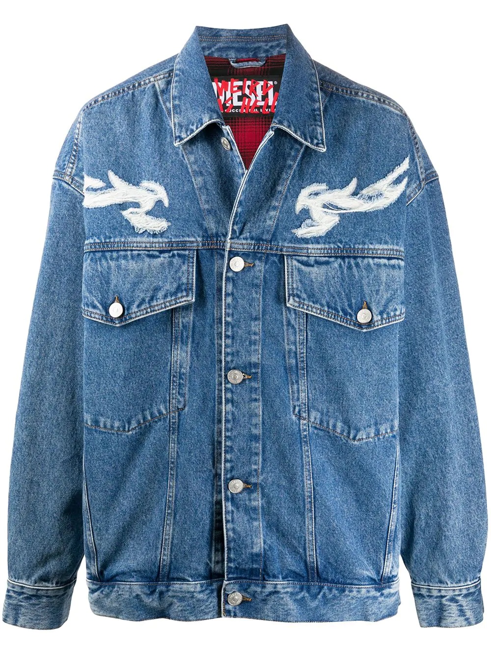 lasered effect denim jacket - 1