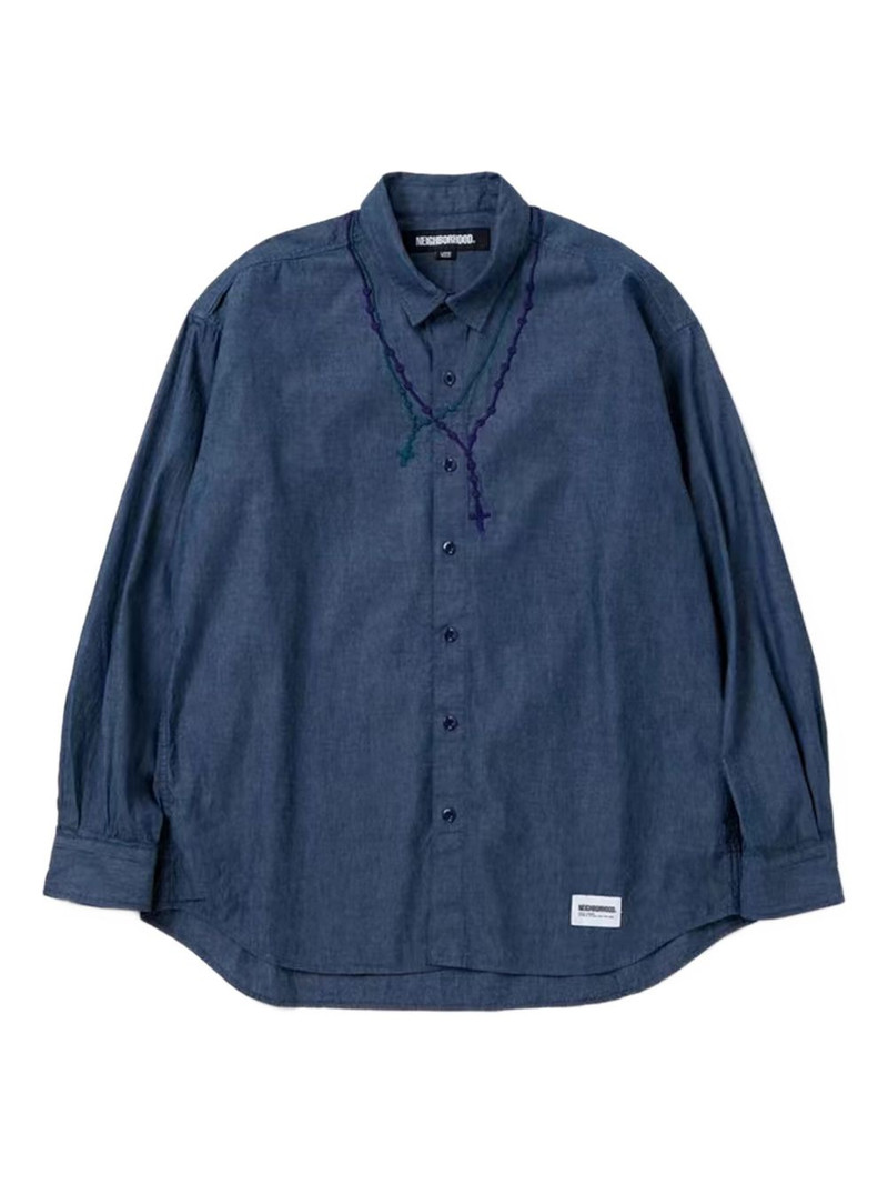 embroidered-rosary cotton shirt 1