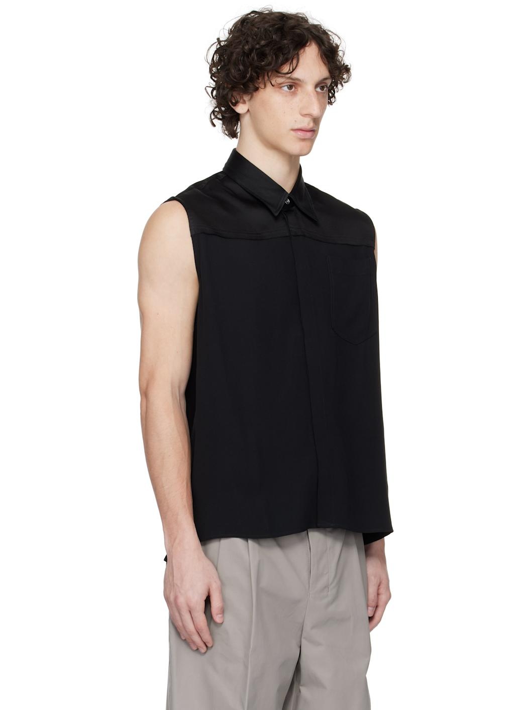 Black Contrasted Sleeveless Shirt - 2