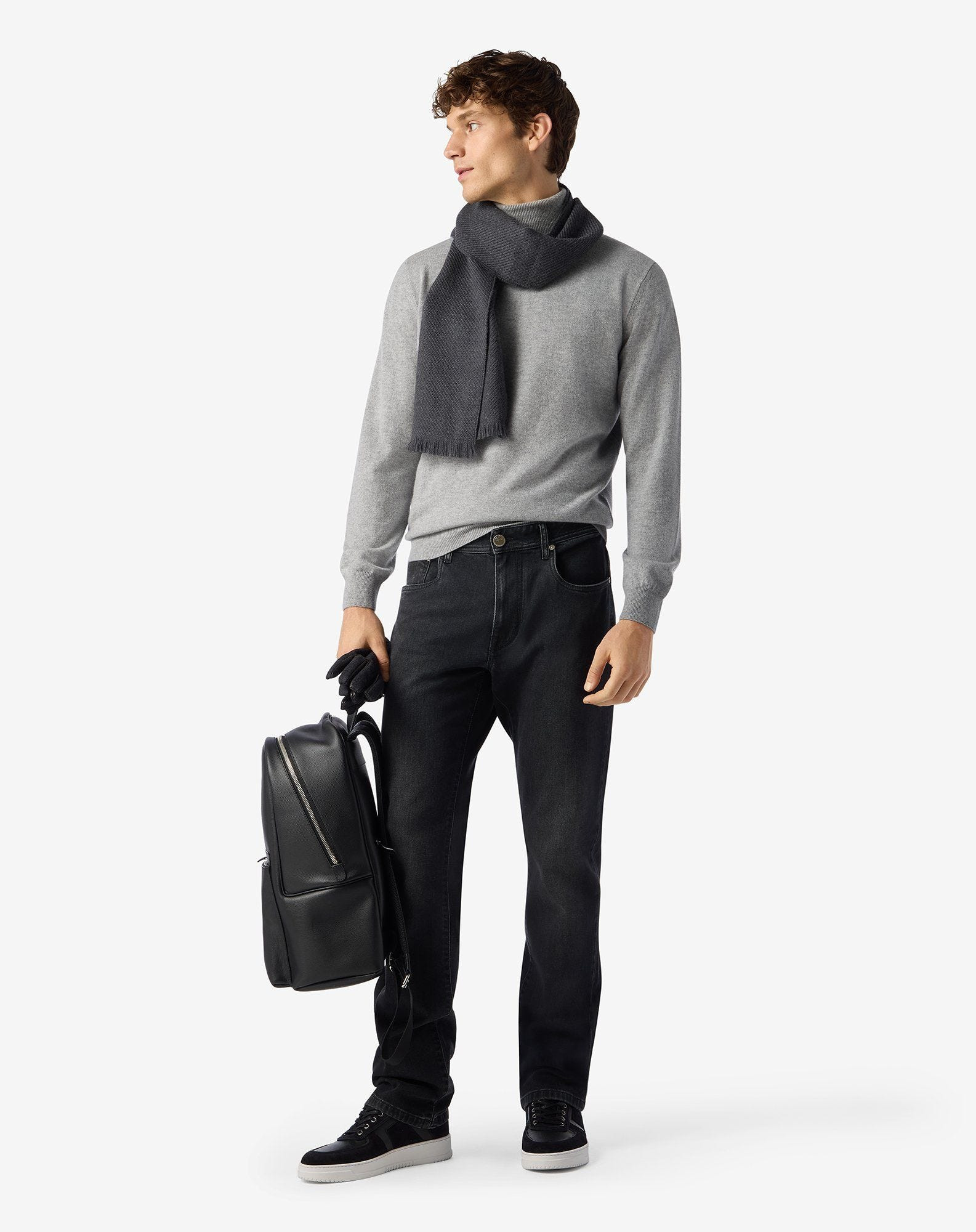 Dark grey stretch cotton and lyocell jeans - 2