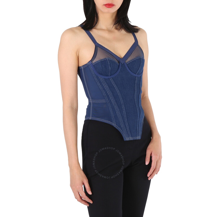 Burberry Ladies Dark Canvas Blue Denim Corset Top - 2