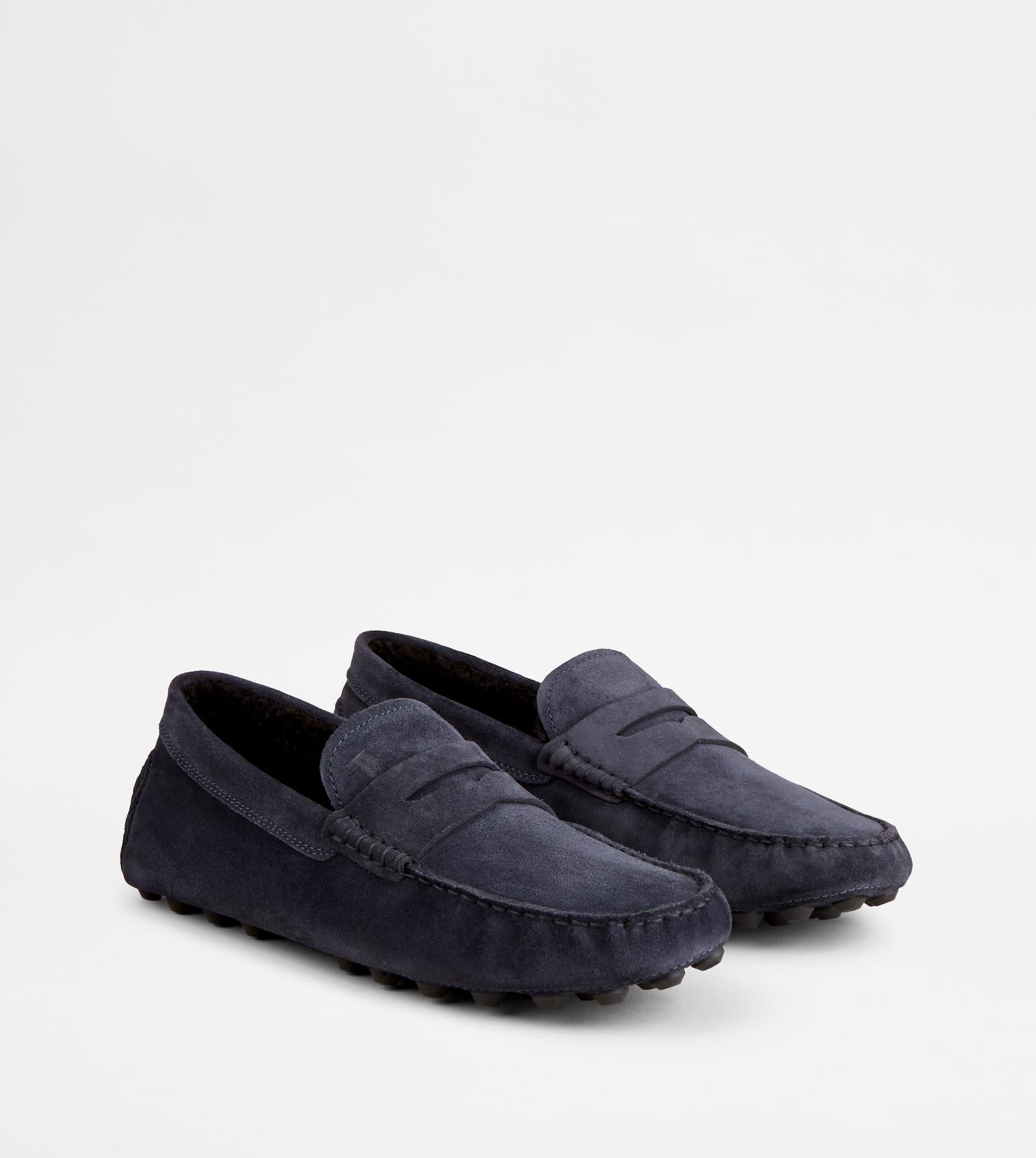 TOD'S GOMMINO BUBBLE IN SUEDE - FURRY LINING - BLUE - 3