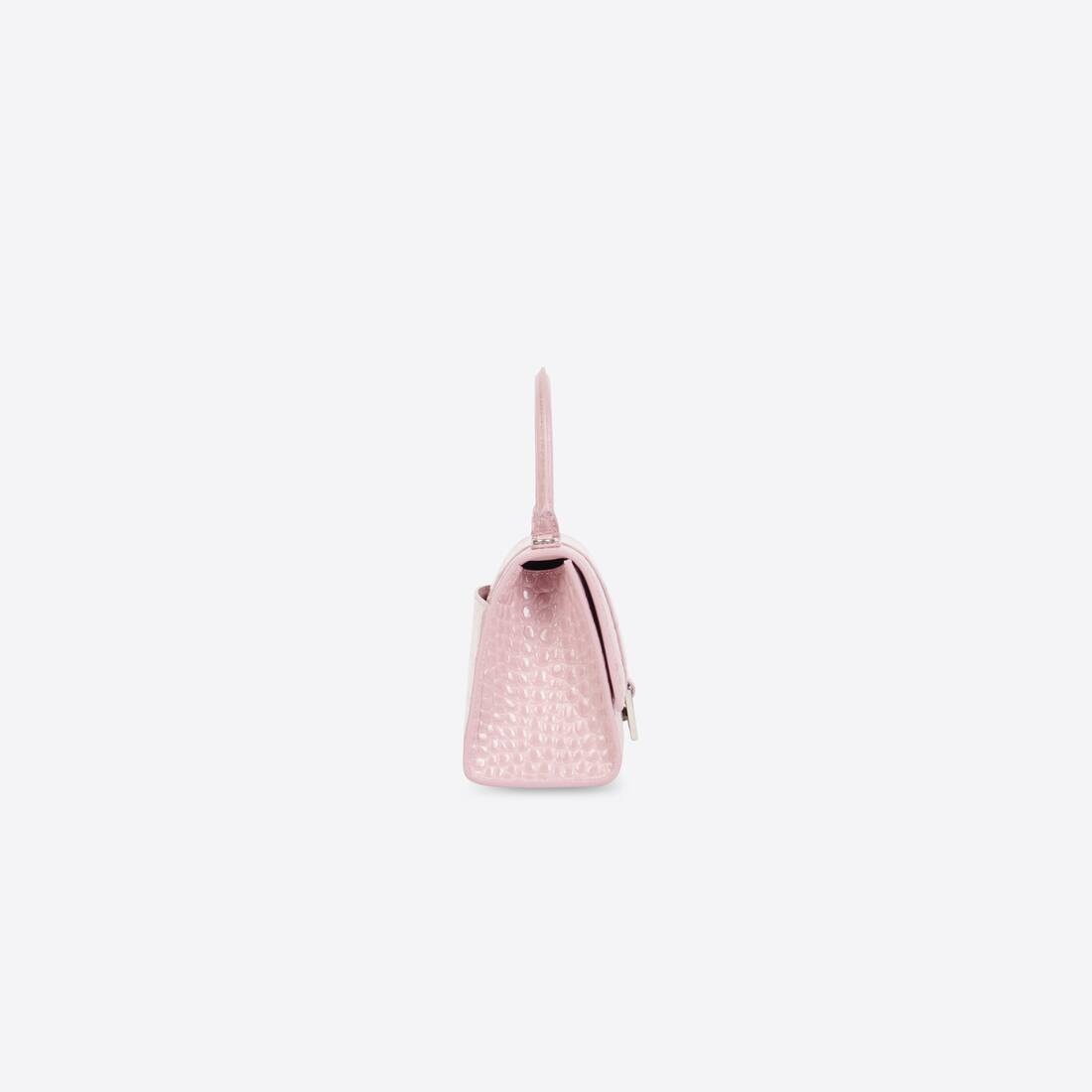 Women's Hourglass Small Handbag Crocodile Embossed in Light Pink - 3