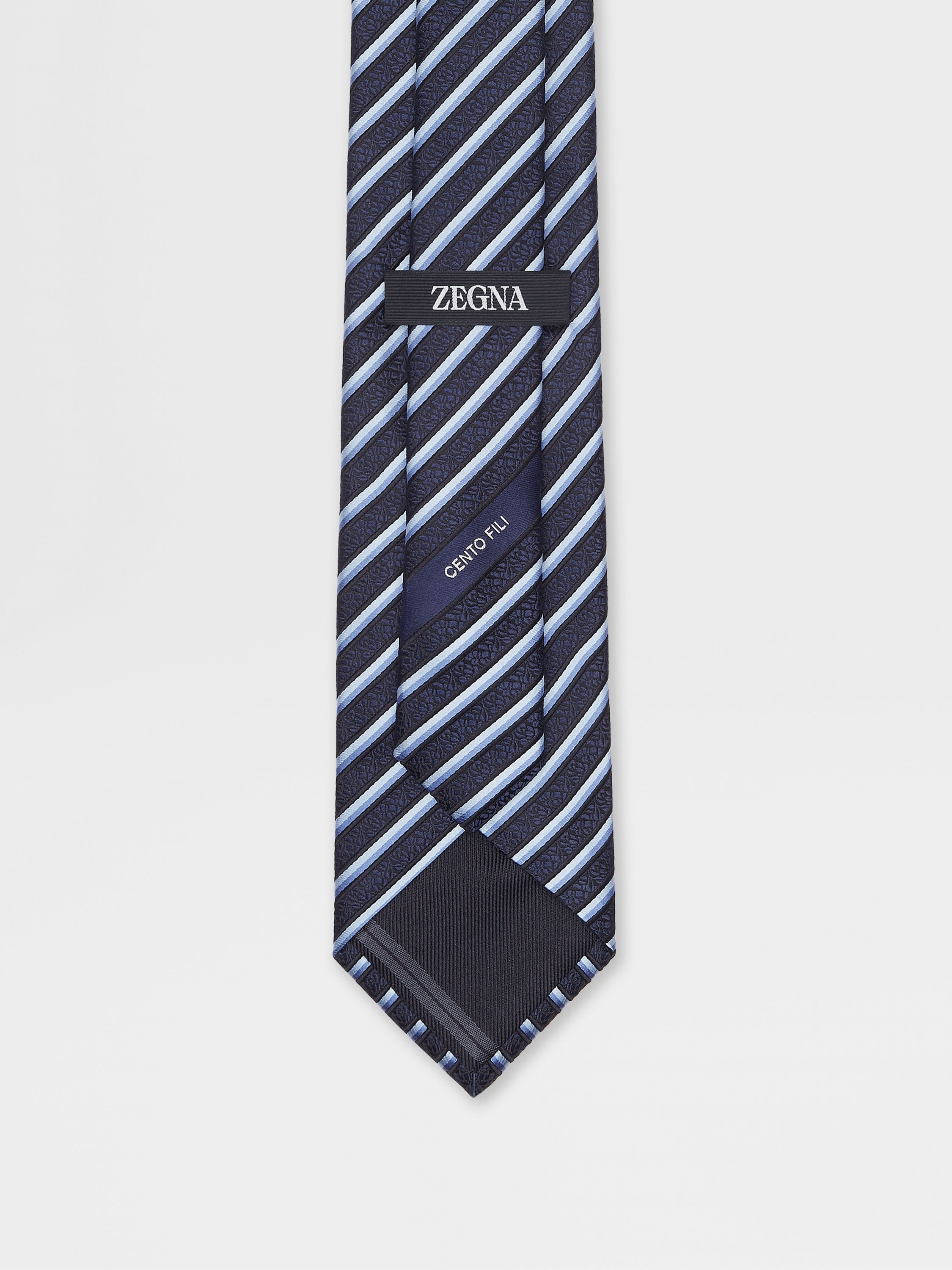 DARK BLUE CENTO FILI SILK TIE - 3