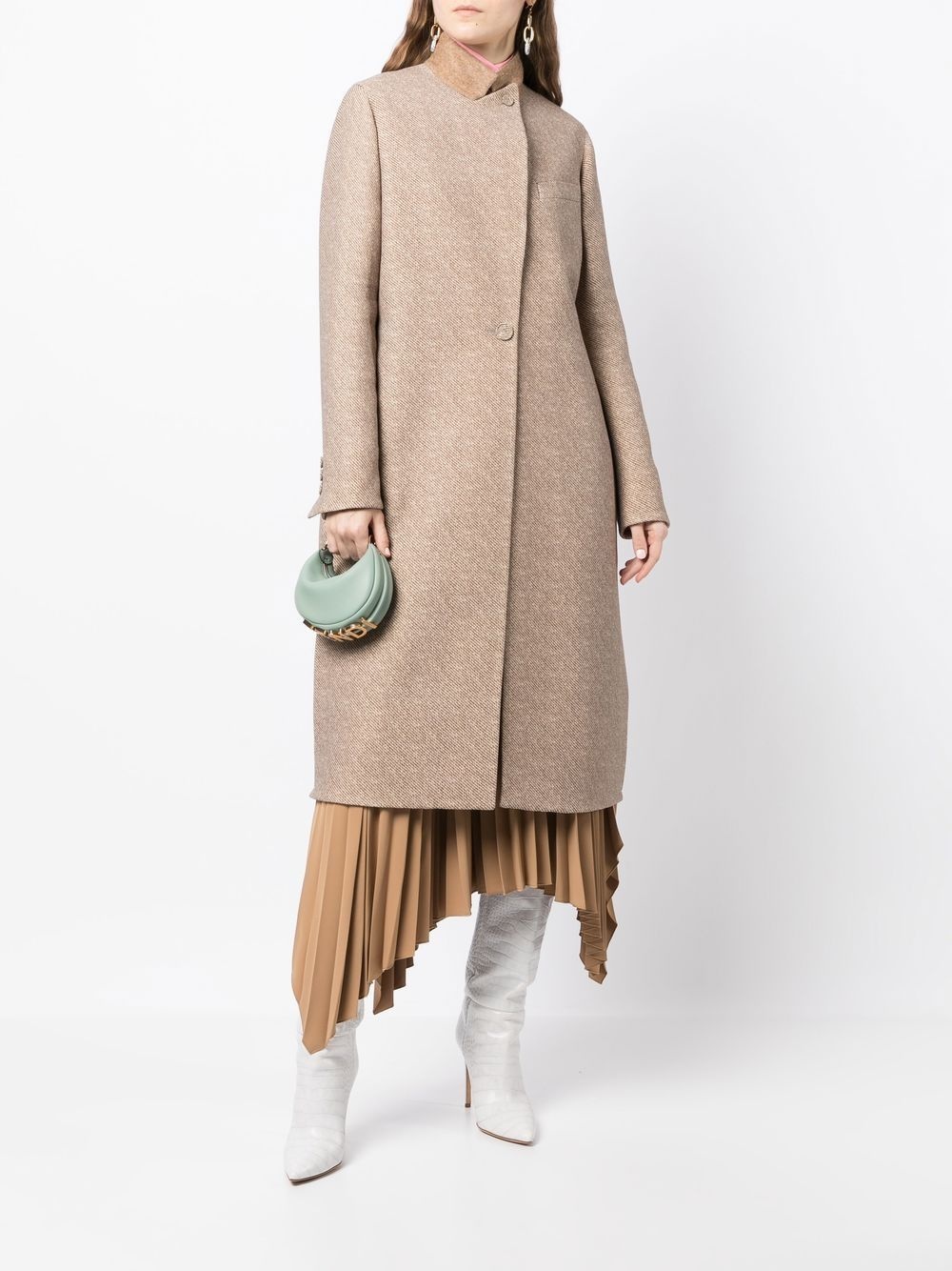 stand-collar wool-silk coat - 2