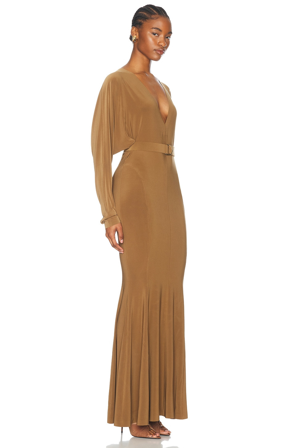 Dolman V Neck Fishtail Gown - 2