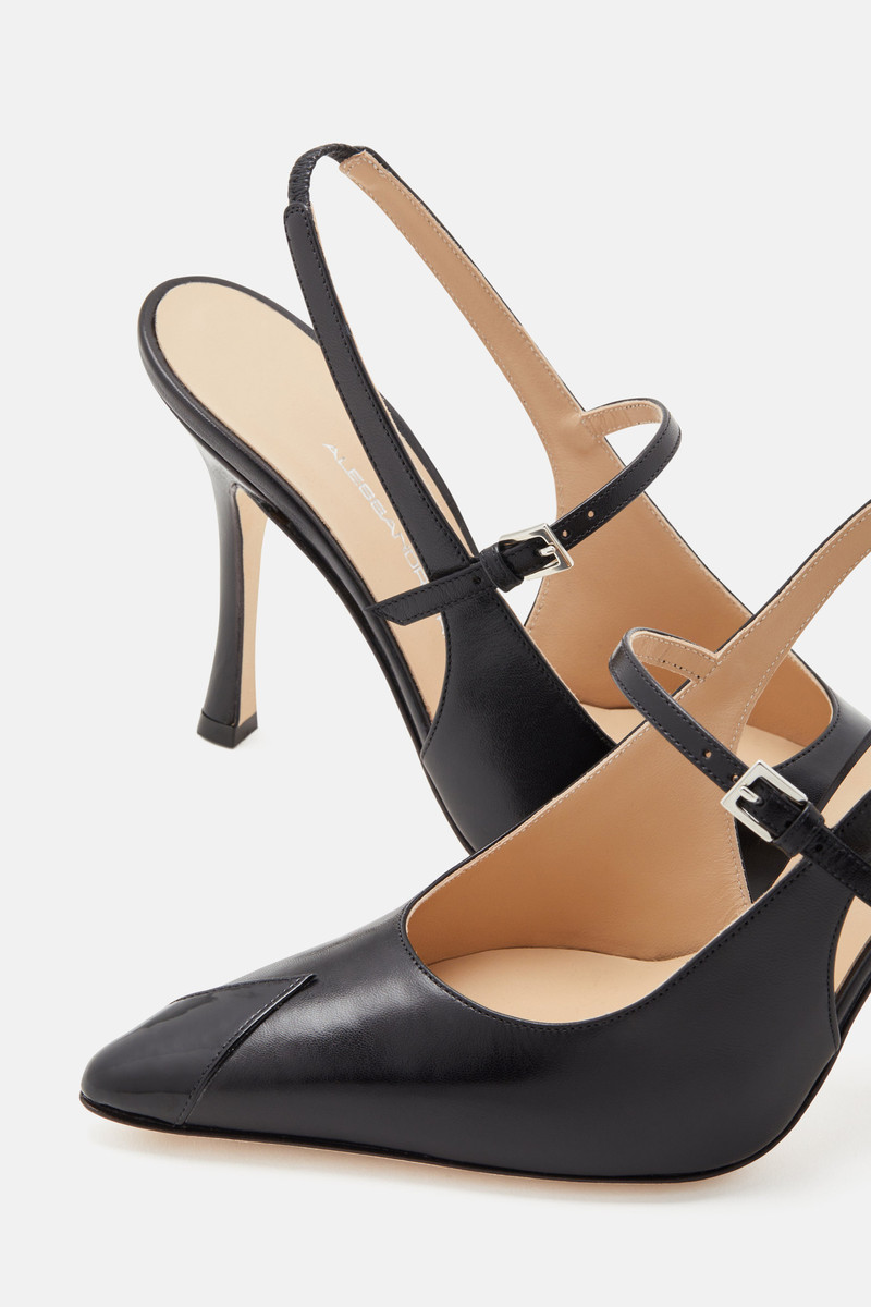 Alessandra Rich LEATHER SLINGBACK WITH CONTRASTING POINT-10.5CM outlook