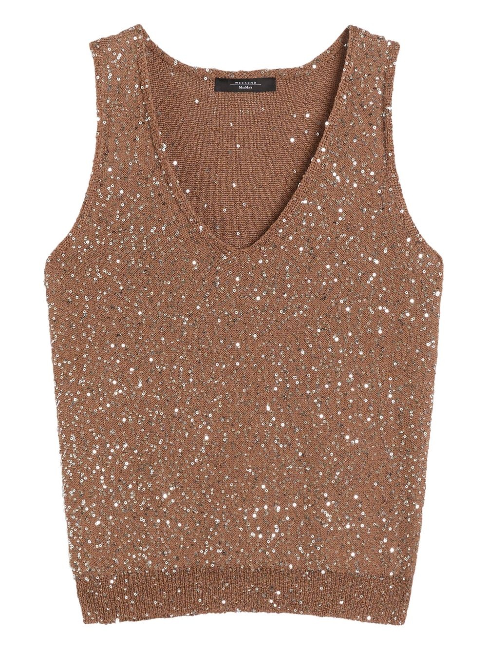 sequin-embellished v-neck top - 1