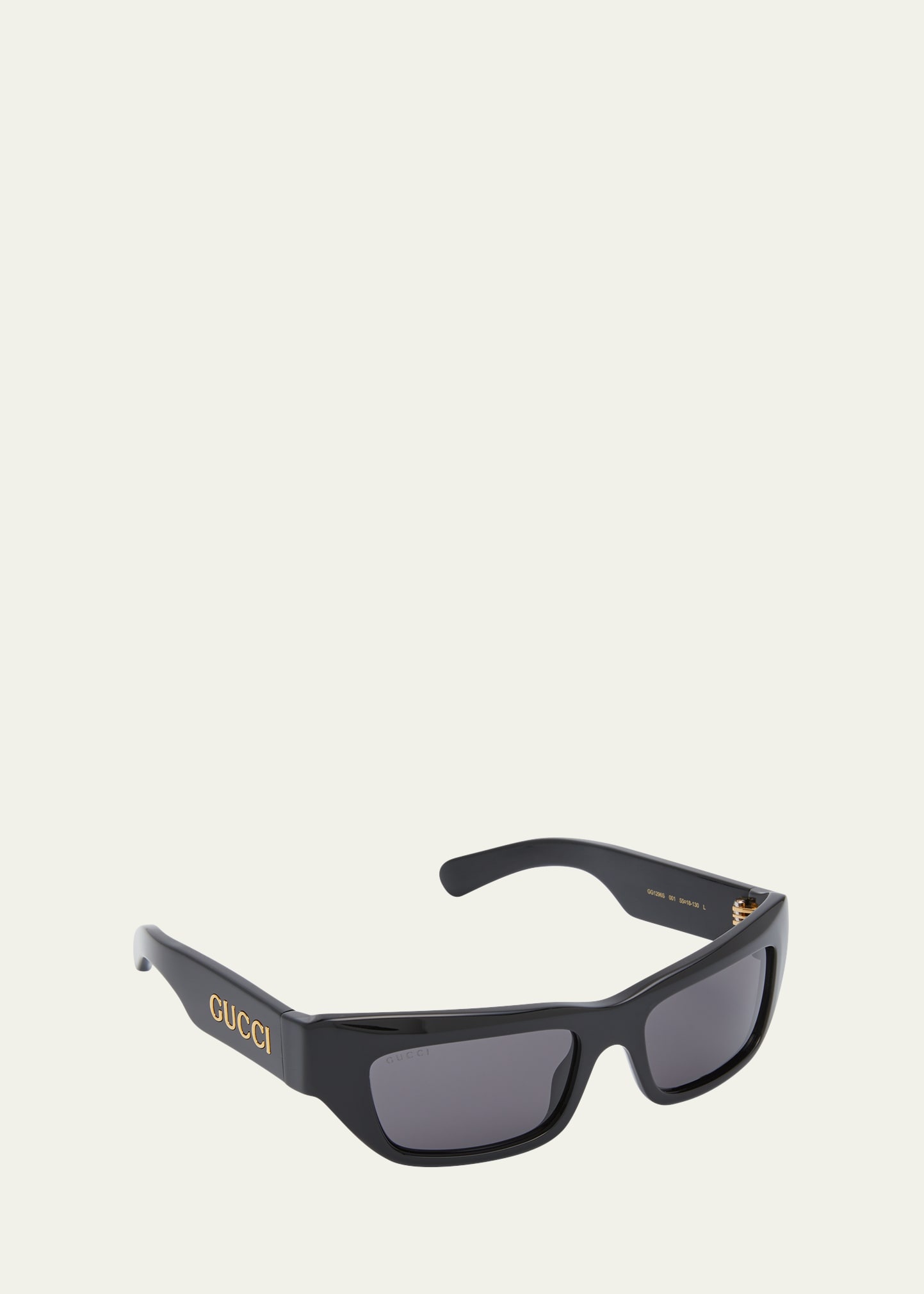 Men's Full-Rim Logo Embellished Acetate Rectangle Sunglasses - 2