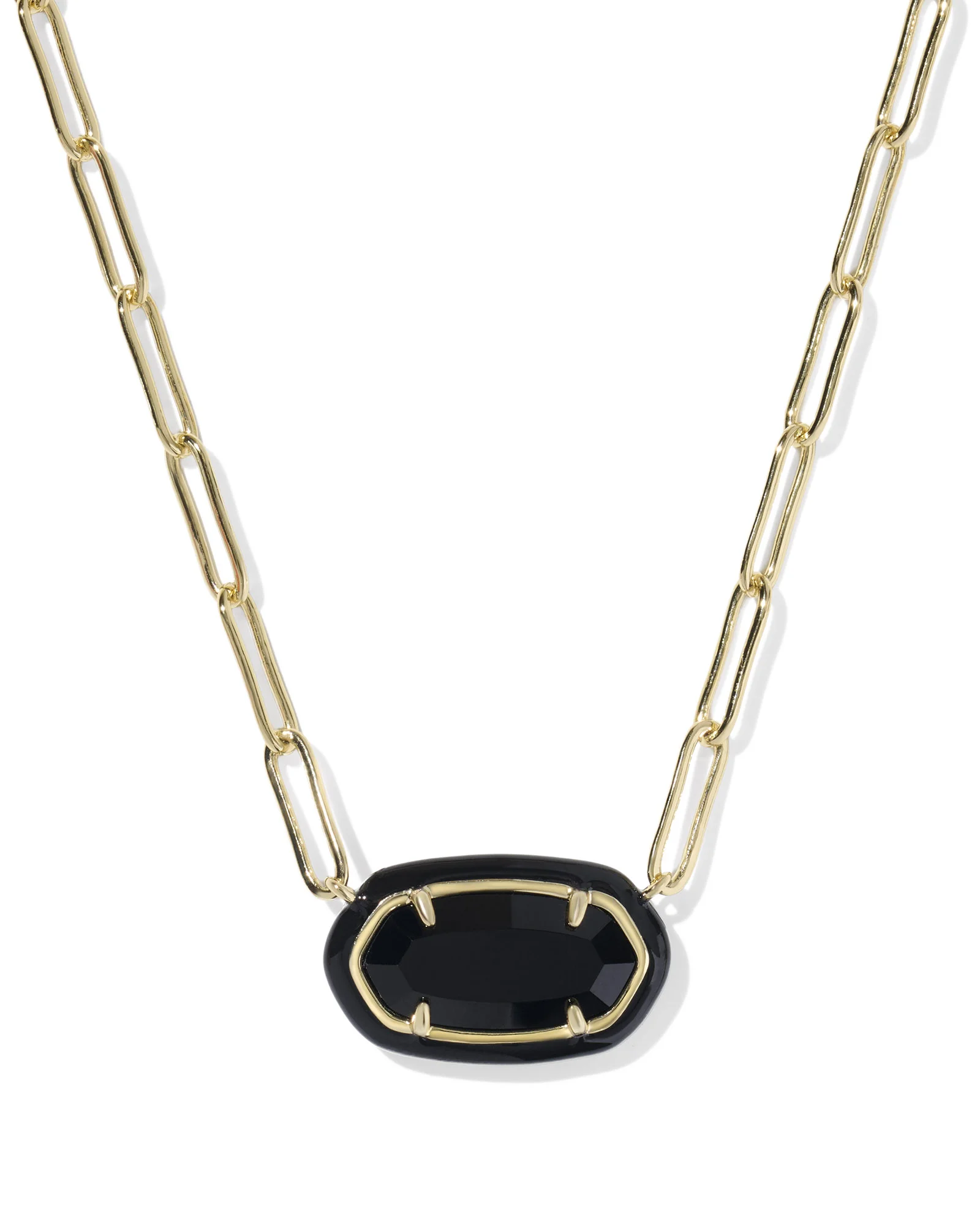 Elisa Enamel Frame Gold Paperclip Necklace - 1