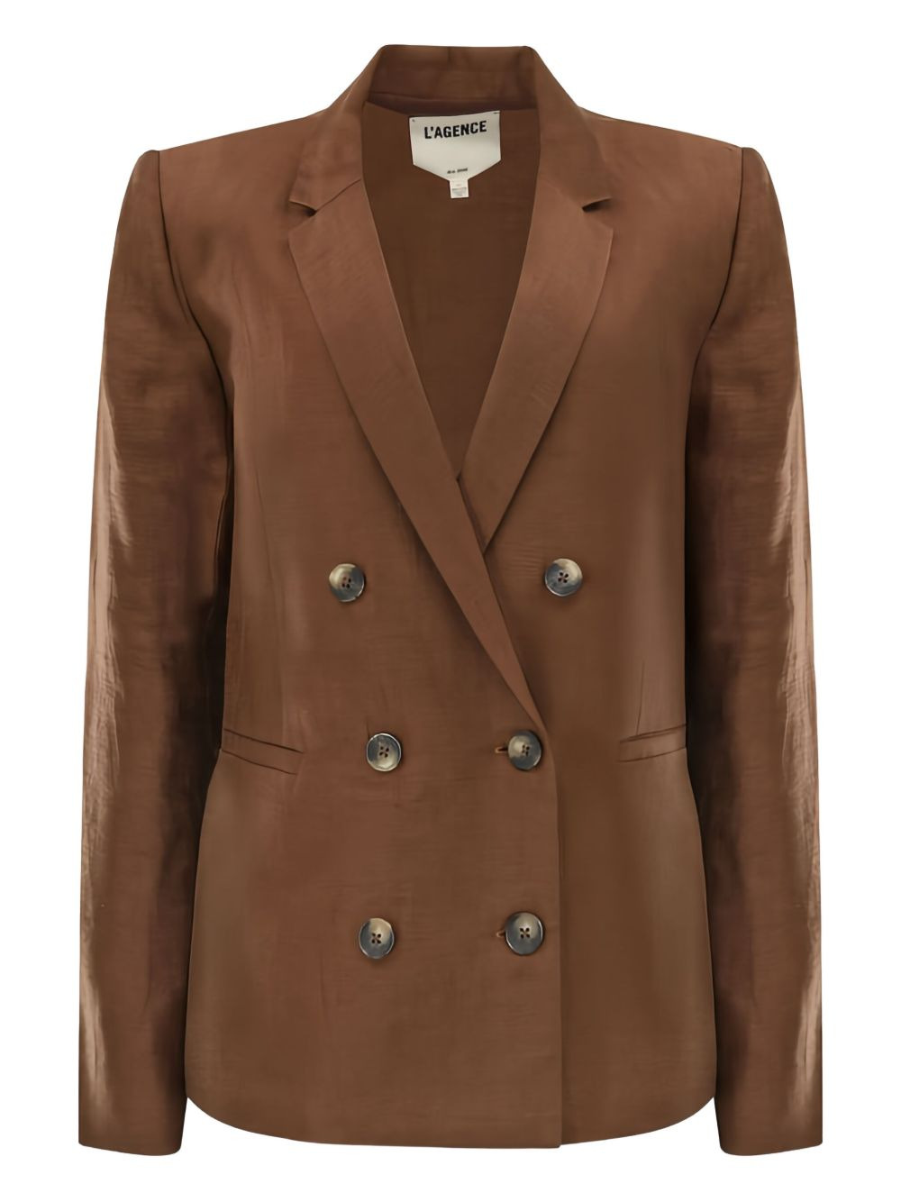 double-breasted linen-blend blazer - 1