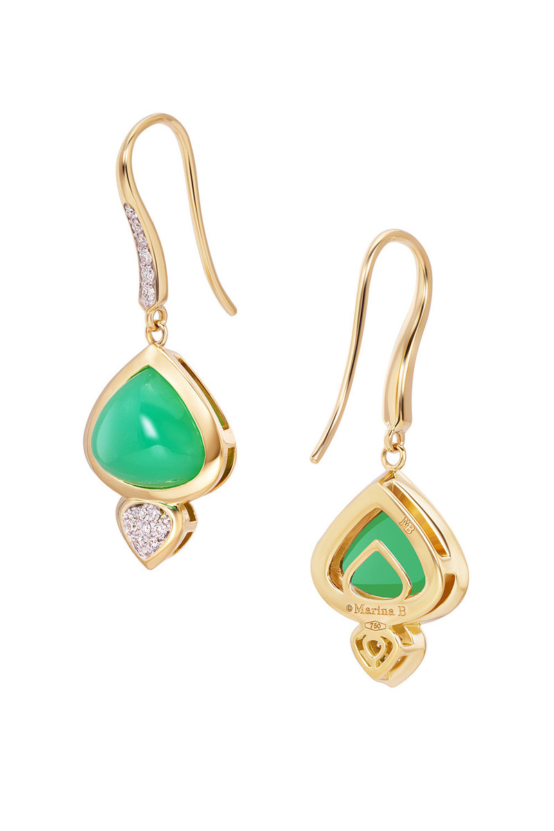 Marina B Chrysoprase Diamond Trisolina Drop Earrings outlook