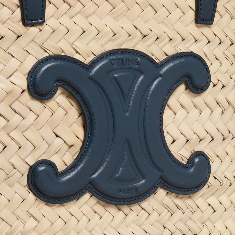 Medium Triomphe Celine Classic Panier in Palm Leaves and Calfskin 4