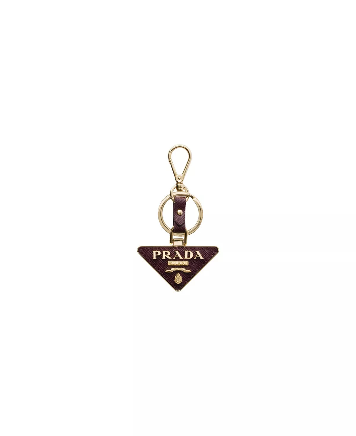Saffiano Leather and Metal Keychain - 1