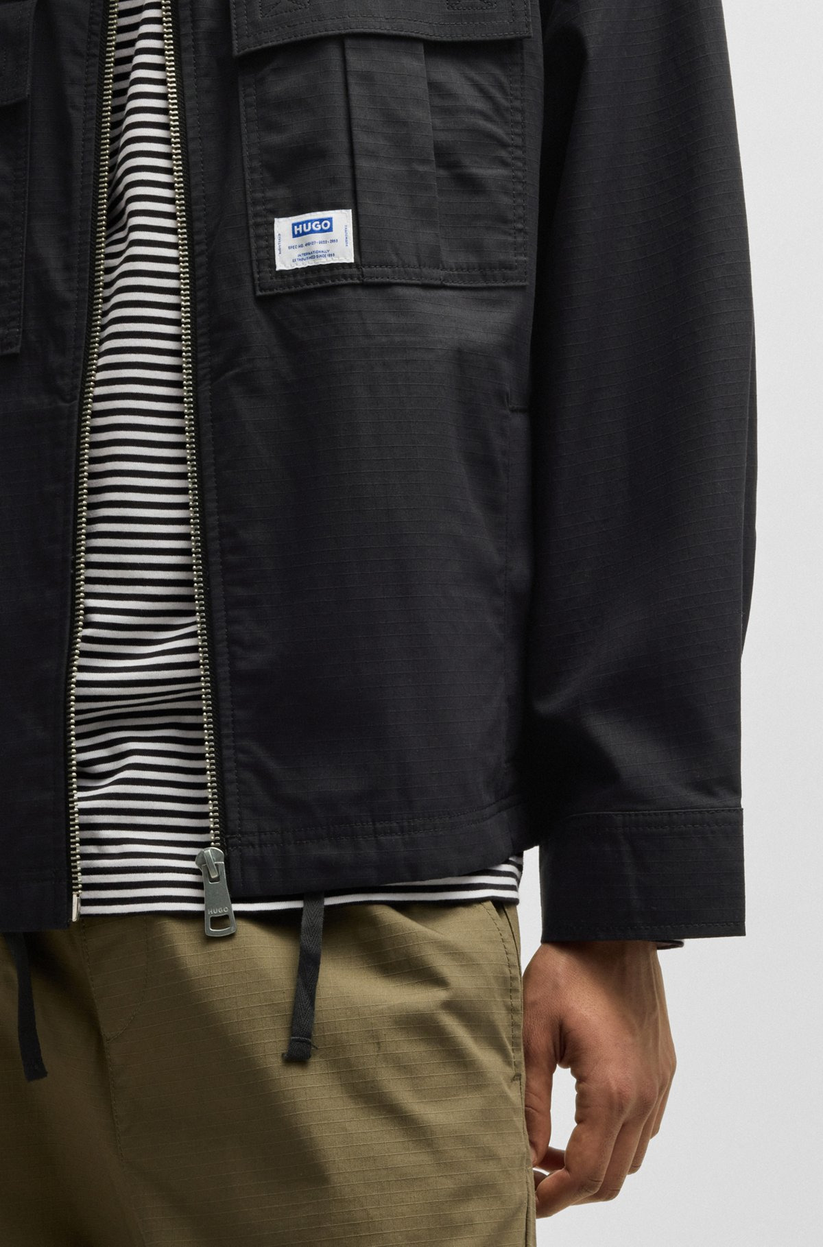 RIPSTOP-COTTON REGULAR-FIT JACKET WITH LOGO LABEL - 6
