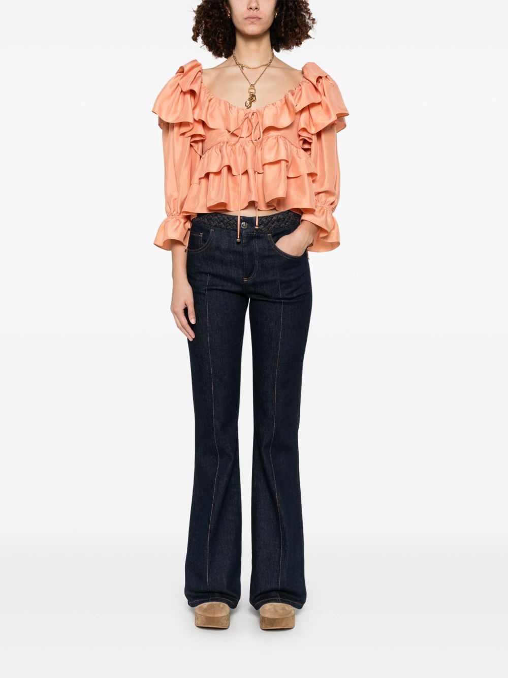 ruffled cropped top - 2