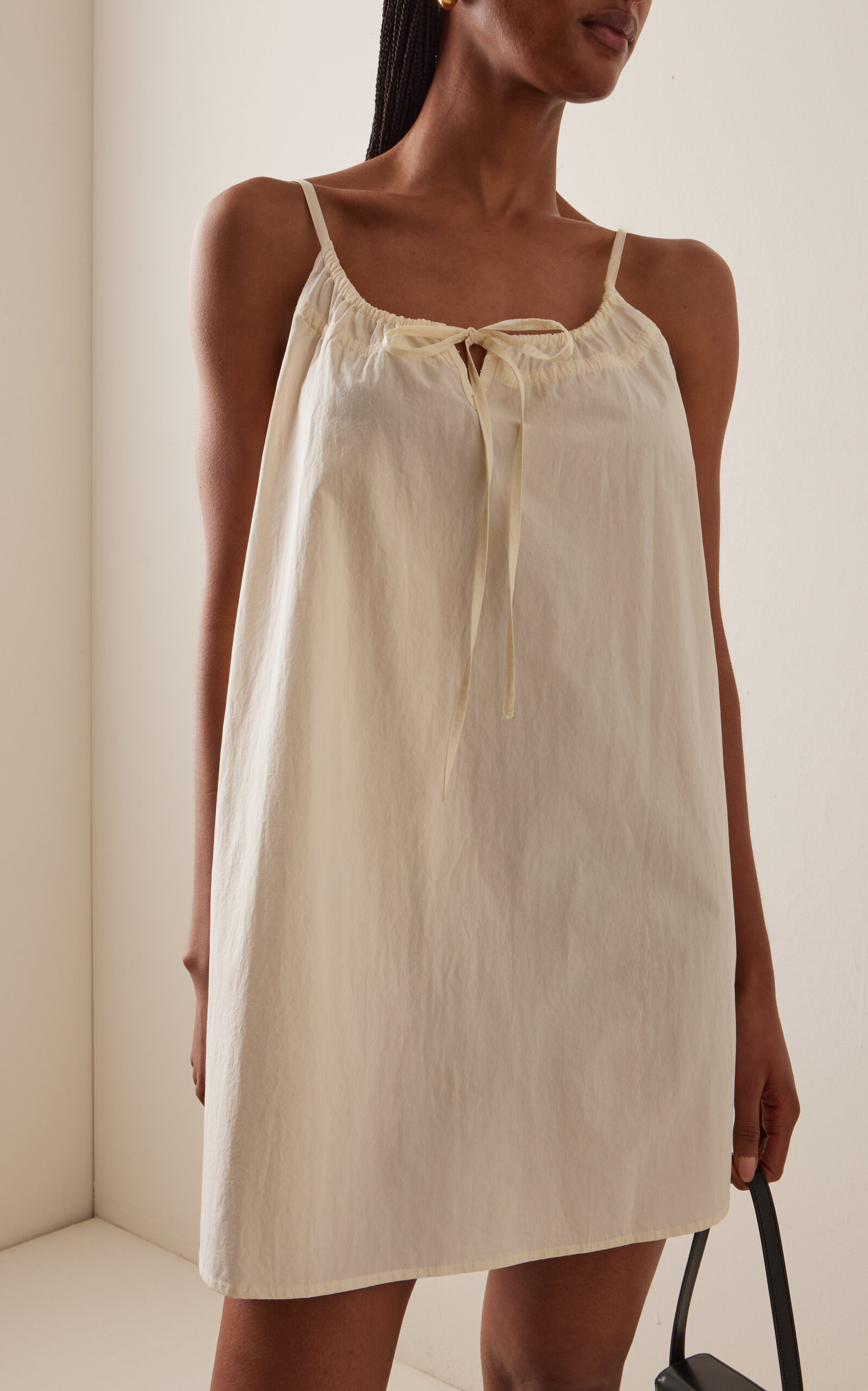 Organic Cotton Poplin Mini Dress ivory - 3