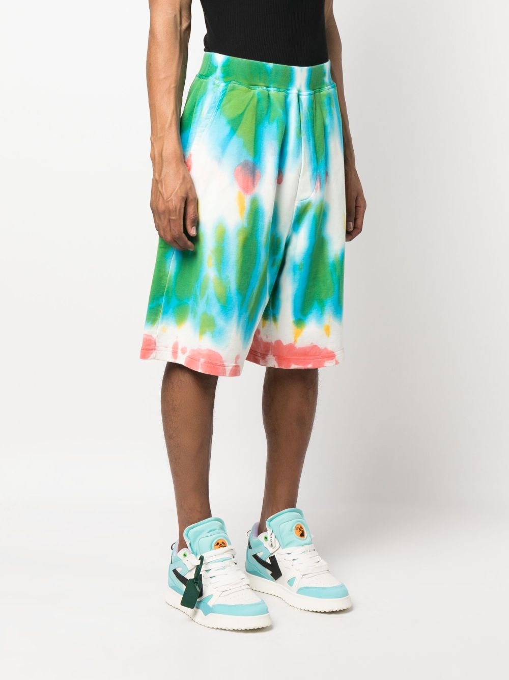 tie dye-print cotton track shorts - 3