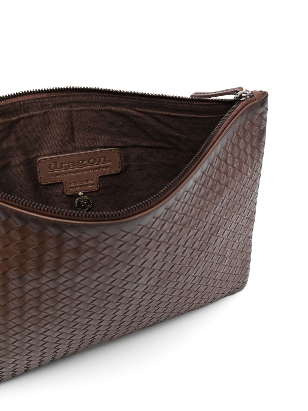 woven leather clutch bag - 5
