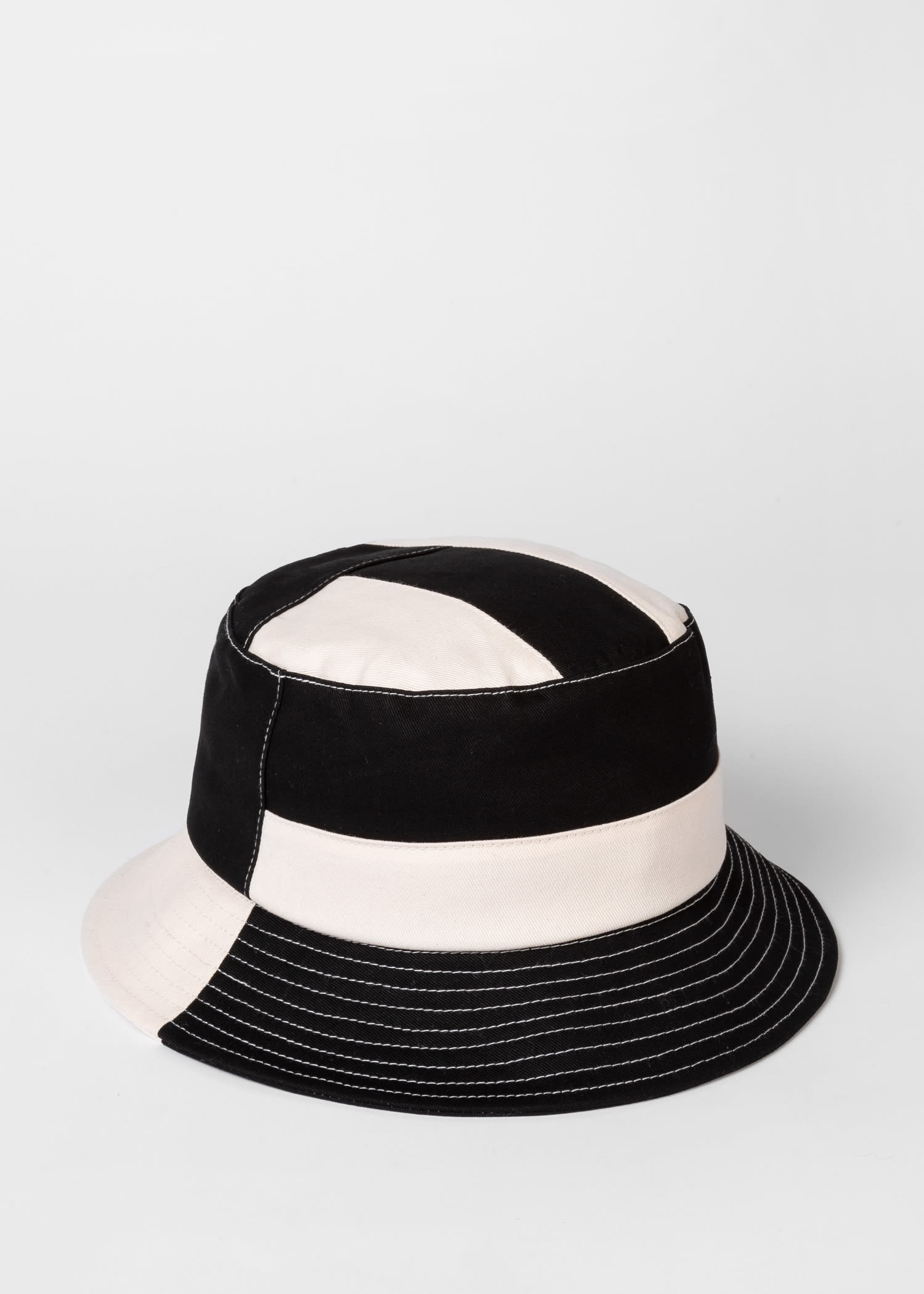 'Happy' Monochrome Patchwork Cotton Bucket Hat - 3